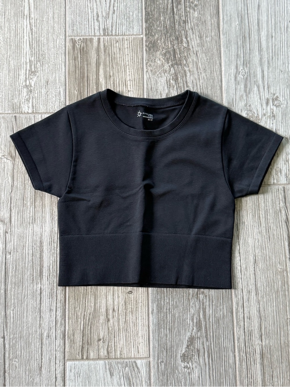 Athleta Black Cropped Short Sleeve Top Xs